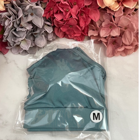 Dusty Blue Double Strap Criss Cross Backless Padded Sports Bra - Picture 13 of 14